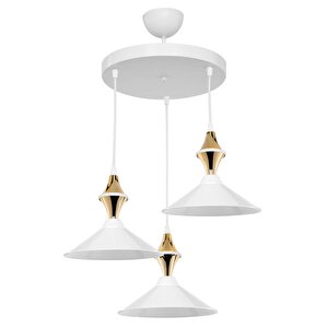 Maya Karo Beyaz/gold Üçlü Yemek Odası Oturma Odası Salon Mutfak Avize