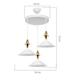 Maya Karo Beyaz/gold Üçlü Yemek Odası Oturma Odası Salon Mutfak Avize