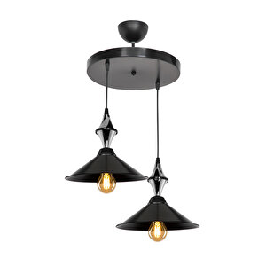 Maya Karo Siyah/krom İkili Yemek Odası Oturma Odası Salon Mutfak Avize