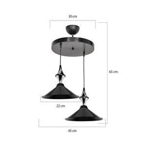 Maya Karo Siyah/krom İkili Yemek Odası Oturma Odası Salon Mutfak Avize