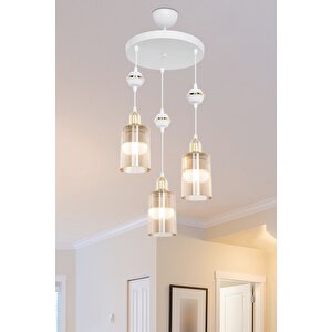 Akses Küre Beyaz 3'lü Bal Salon Yemek Odası Oturma Odası Antre Mutfak Çocuk Odası Yatak Odası Avize