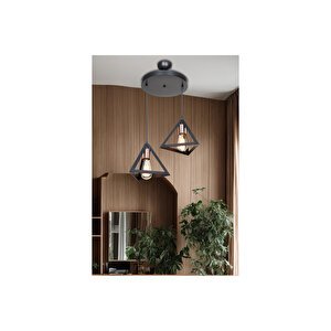 Prizma İkili Siyah Avize