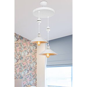 Maya Beyaz/krom Ikili Yemek Odası Oturma Odası Salon Mutfak Avize