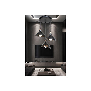 Üçlü Siyah Yemek Odası Salon Mutfak Antre Yatak Odası Avize