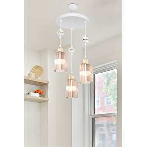 Akses Küre Beyaz 3'lü Üçgen Bal Salon Yemek Odası Oturma Odası Antre Mutfak Yatak Odası Avize