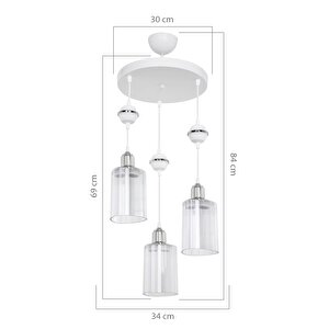 Akses Küre Krom 3'lü Şeffaf Salon Yemek Odası Oturma Odası Antre Mutfak Yatak Odası Avize