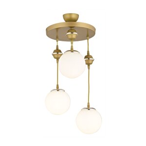 Sarkıt Tepsi Eskitme 3'lü Beyaz Glop Camlı Krom Aşağı Bakan Lüks Avize