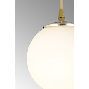 Sarkıt Tepsi Eskitme 3'lü Beyaz Glop Camlı Krom Aşağı Bakan Lüks Avize