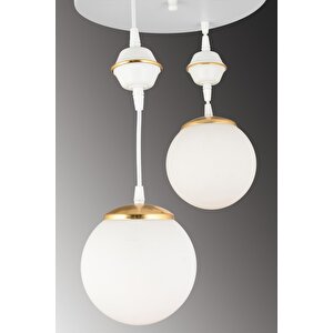 Sarkıt Tepsi Beyaz 2'li Beyaz Glop Camlı Aşağı Bakan Lüks Avize