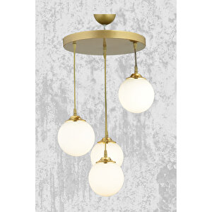 Sarkıt Tepsi Eskitme 4'lü Beyaz Glop Camlı Düz Aşağı Bakan Lüks Avize