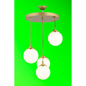 Sarkıt Tepsi Eskitme 4'lü Beyaz Glop Camlı Düz Aşağı Bakan Lüks Avize