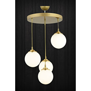 Sarkıt Tepsi Eskitme 4'lü Beyaz Glop Camlı Düz Aşağı Bakan Lüks Avize