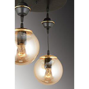 Sarkıt Tepsi Siyah 2'li Bal Glop Camlı Aşağı Bakan Lüks Avize