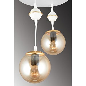 Sarkıt Tepsi Beyaz 3'lü Bal Glop Camlı Aşağı Bakan Lüks Avize