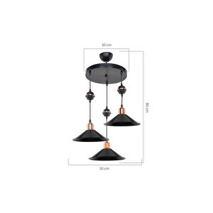 Axes Siyah Tepsili Küre Siyah Bakir 3lü Siyah Maya Avize