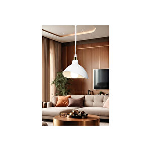 Tekli Beyaz Yemek Odası Salon Mutfak Antre Yatak Odası Avize