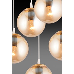 Sarkıt Tepsi Gold 5'li Bal Glop Camlı Lüks Avize