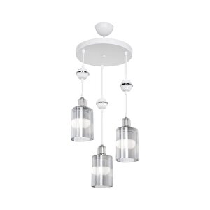 Akses Küre Krom 3'lü Üçgen Füme Salon Yemek Odası Oturma Odası Antre Mutfak Yatak Odası Avize