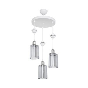 Akses Küre Krom 3'lü Üçgen Füme Salon Yemek Odası Oturma Odası Antre Mutfak Yatak Odası Avize