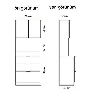 Sierra Temperli Cam 4 Kapaklı Ledli Kahve Köşesi Mutfak Kiler Dolabı Beyaz
