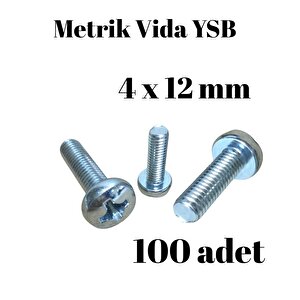 Metrik Vida Ysb 4x12  100 Adet Yıldız Silindir Başlı Vida
