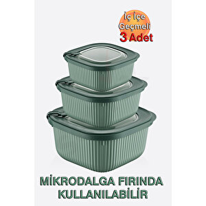 Micro Line Kare Saklama Kabı (600, 1100, 1800ml) (üçlü Set)