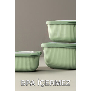 Micro Line Kare Saklama Kabı (600, 1100, 1800ml) (üçlü Set)