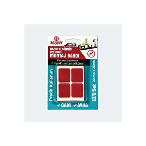 Hazır Kesilmiş Çift Taraflı Vhb Şeffaf Silikon Montaj Bandı 30mm X 25mm (12'li Set)