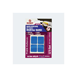 Hazır Kesilmiş Çift Taraflı Köpük Montaj Bandı 30mm X 25mm (12'li Set)