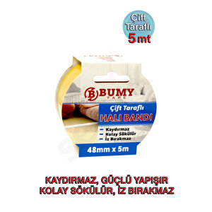 Çift Taraflı Halı Bandı 48mm X 5mt, İz Bırakmaz, Kolay Sökülebilir