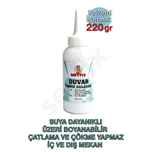 Duvar Tamir Dolgusu 220gr, Beyaz, Suya Dayanıklı, Üzeri Boyanabilir, Çatlama Ve Çökme Yapmaz