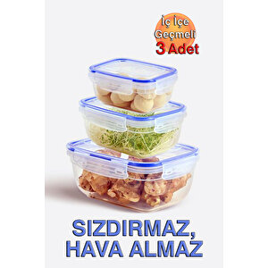 Lock&fresh Contalı Dikdörtgen Saklama Kabı (400, 800, 1400 Ml) (üçlü Set)