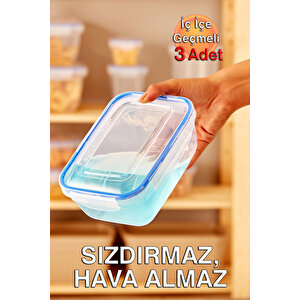 Lock&fresh Contalı Dikdörtgen Saklama Kabı (400, 800, 1400 Ml) (üçlü Set)