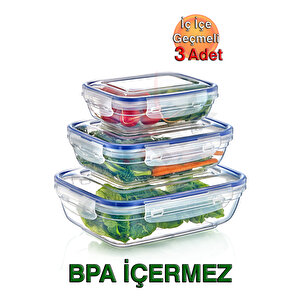 Lock&fresh Contalı Dikdörtgen Saklama Kabı (310, 565, 975ml) (üçlü Set)