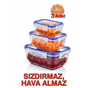 Lock&fresh Contalı Dikdörtgen Saklama Kabı (310, 565, 975ml) (üçlü Set)