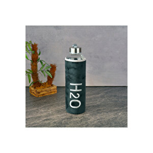 Siyah Peluş Kılıflı Cam Matara 600ml