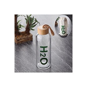 Bambu Kapaklı Borosilikat Cam Matara 600ml