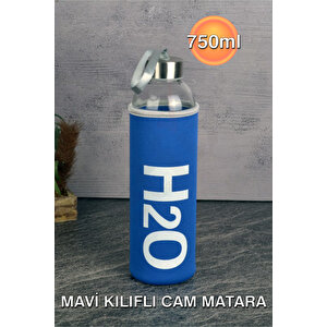 Mavi Kılıflı Cam Matara 750ml