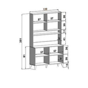 Çok Amaçlı Dolap Parlak Beyaz Kahve Köşesi 8 Kapaklı Dolap Kare