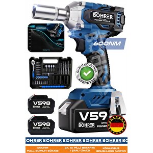 600nm Ba011134 Full Set V598 Orji̇nal 21v 3ah Devi̇r Ayarli Kömürsüz Somun Sikma Sökme Maki̇nesi̇