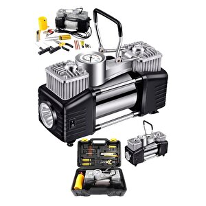 Profesyonel 730p Çift Pistonlu 12 V 150 Psi Dakikada 95 Lt Araç Araba Lastik Bot Şişirme Kompresörü