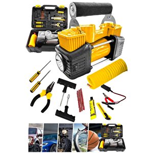 Profesyonel 730p Çift Pistonlu 12 V 150 Psi Dakikada 95 Lt Araç Araba Lastik Bot Şişirme Kompresörü