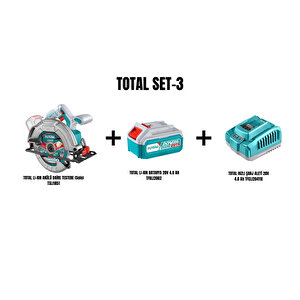 Set-3 (total Li-ion Akülü Dai̇re Testere Tsli1851+li-ion Batarya 20v 4.0 Ah Tfbli2002+hizli Şarj Aleti̇ 20v 4.0 Ah Tfcli20411e)
