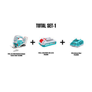 Set-1 (total Lion Akülü Kömürsüz Dekupaj Testere Tjsli1008+li-ion Batarya 20v 2.0 Ah Tfbli2001+akü Şarj Cihazı Tfcli2001e)