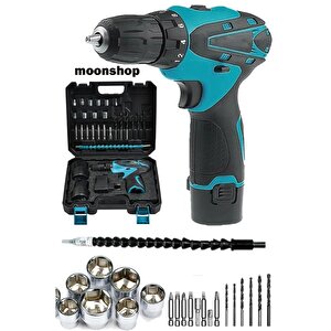 44vf 4ah Metal Dişli Şanzıman Çift Akülü Şarjlı Vidalama Matkap 24 Parça Usta Seti Setliarmut