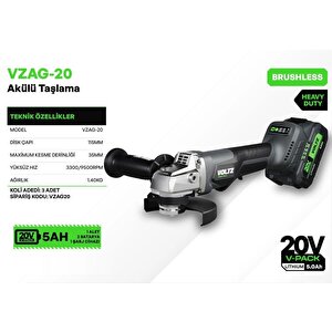 Vzag20 Akülü Avuç Taşlama 20v 5ah