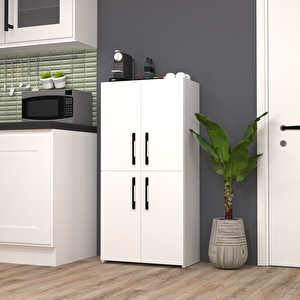 Şahane No.7 Çok Amaçlı 4 Kapaklı Dolap Beyaz-beyaz