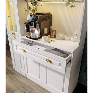 Guneystore Armoni Gold Midi Kahve Köşesi Sol Vitrinli Komple Mdf - Ücretsiz Montaj