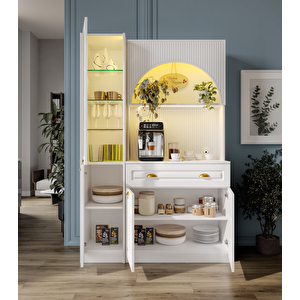 Guneystore Armoni Gold Midi Kahve Köşesi Sol Vitrinli Komple Mdf - Ücretsiz Montaj