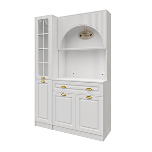 Guneystore Armoni Gold Midi Kahve Köşesi Sol Vitrinli Komple Mdf - Ücretsiz Montaj